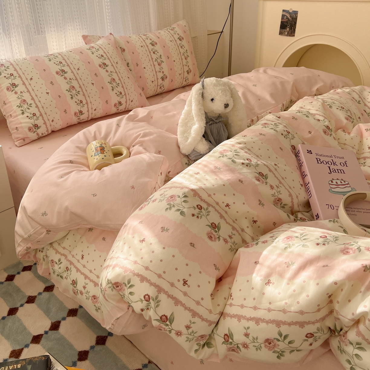 91家纺网 家纺一手货源 找家纺 漫时光 2026新款全棉纯棉印花四件套 知春