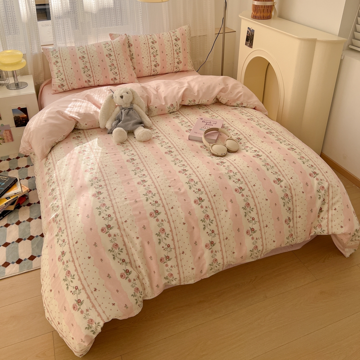 91家纺网 家纺一手货源 找家纺 漫时光 2026新款全棉纯棉印花四件套 知春