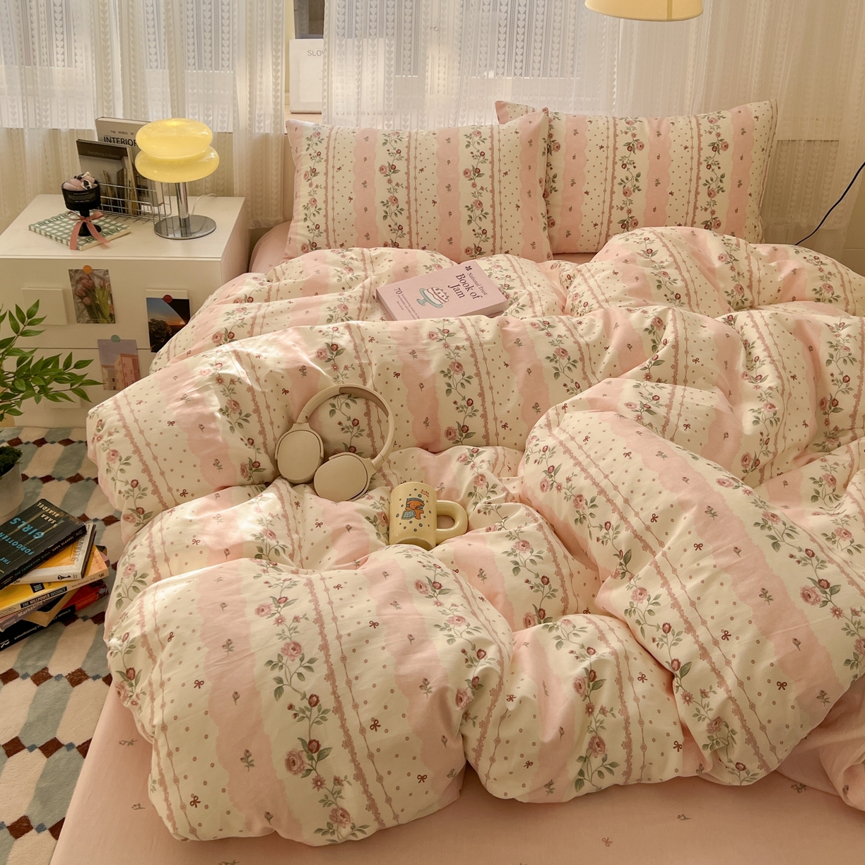 91家纺网 家纺一手货源 找家纺 漫时光 2026新款全棉纯棉印花四件套 知春