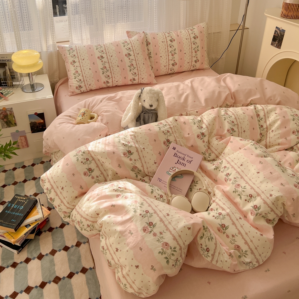 91家纺网 家纺一手货源 找家纺 漫时光 2026新款全棉纯棉印花四件套 知春