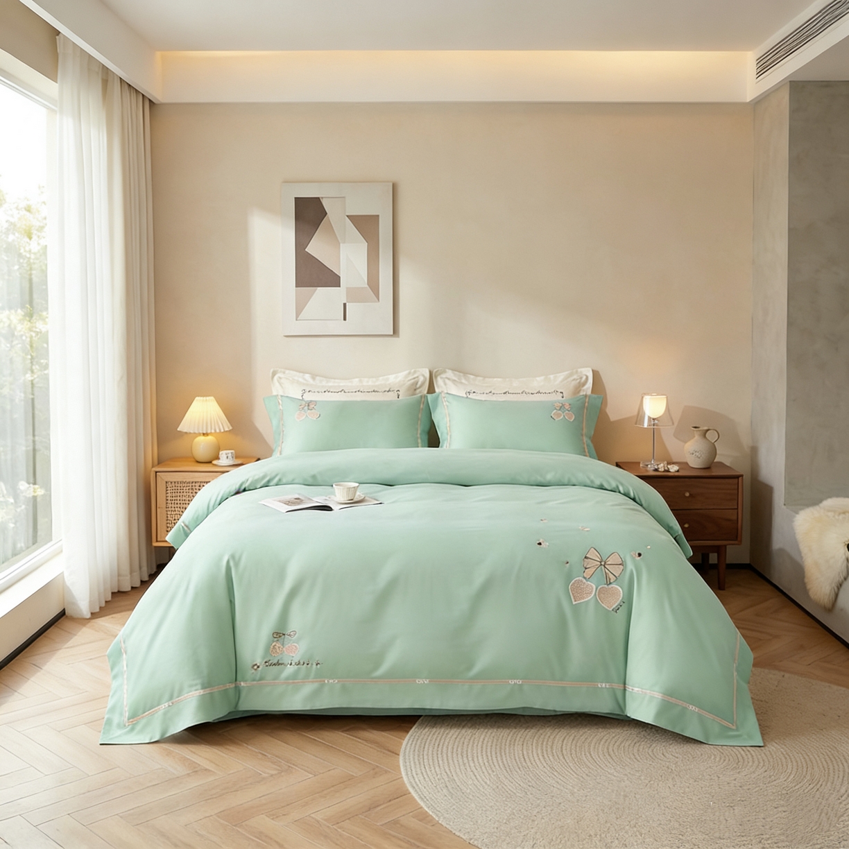 91家纺网 家纺一手货源 找家纺 （总）U品汇 2026全棉纯棉刺绣花四件套40支长绒棉100%棉礼盒包装