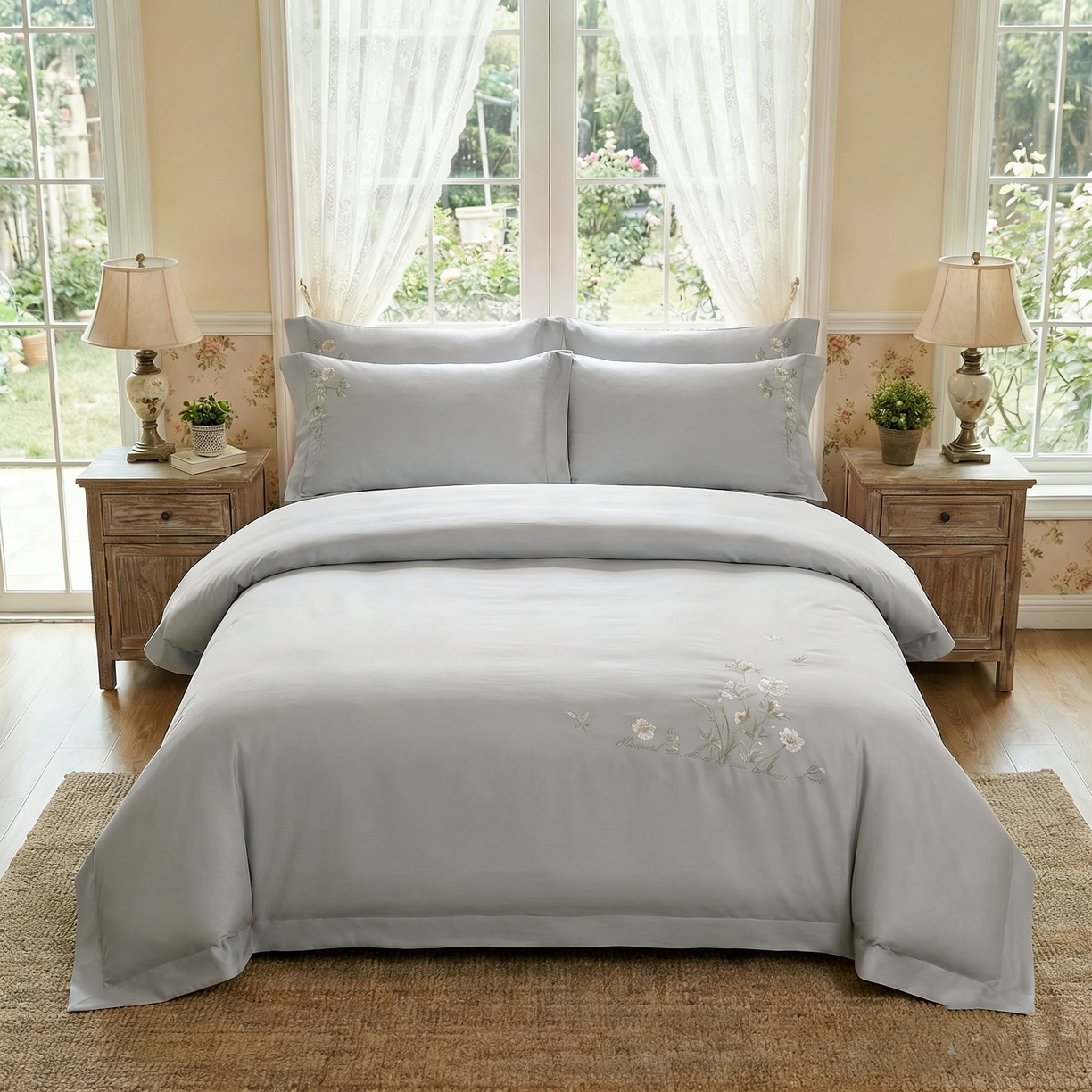 91家纺网 家纺一手货源 找家纺 （总）U品汇 2026全棉纯棉刺绣花四件套40支长绒棉100%棉礼盒包装