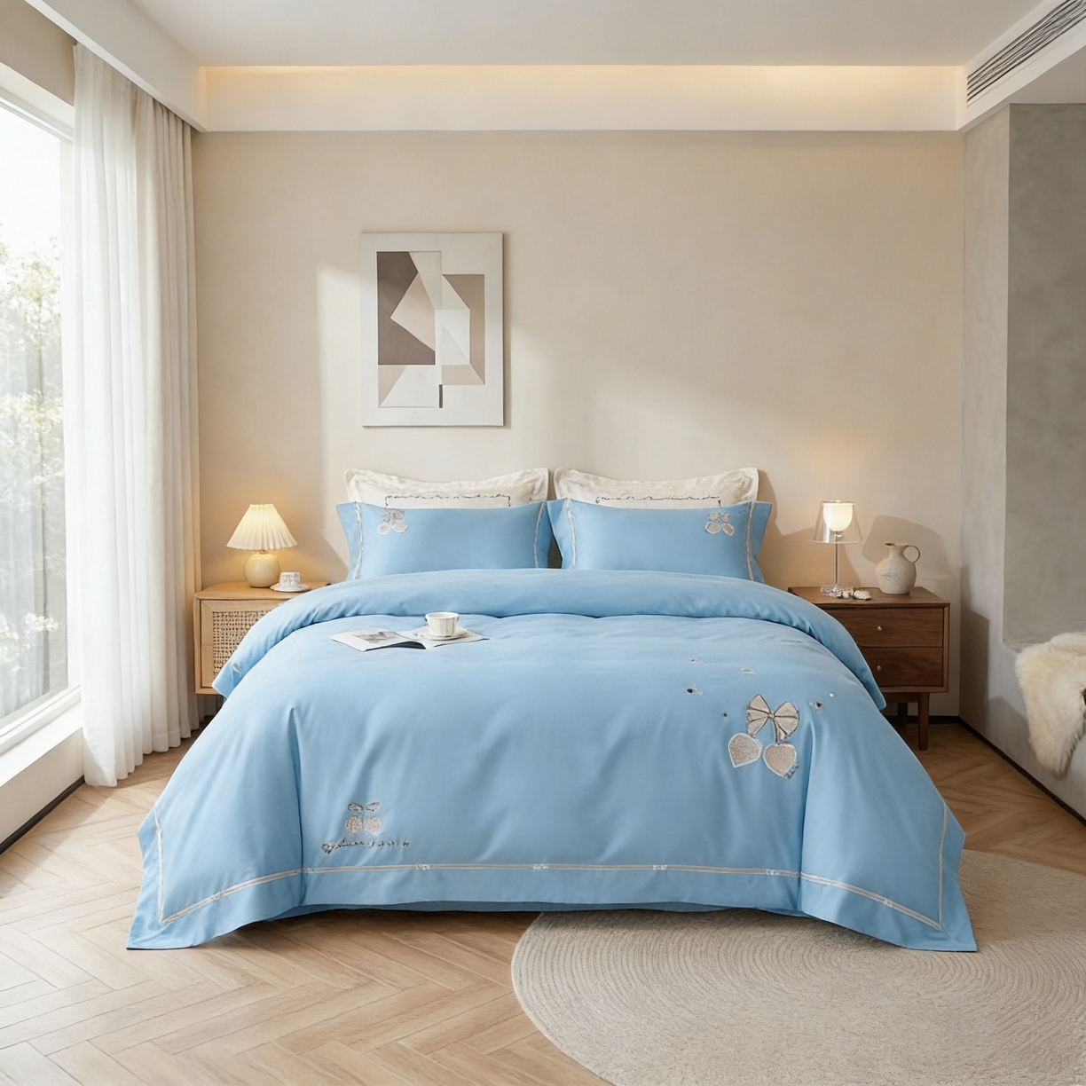 91家纺网 家纺一手货源 找家纺 （总）U品汇 2026全棉纯棉刺绣花四件套40支长绒棉100%棉礼盒包装