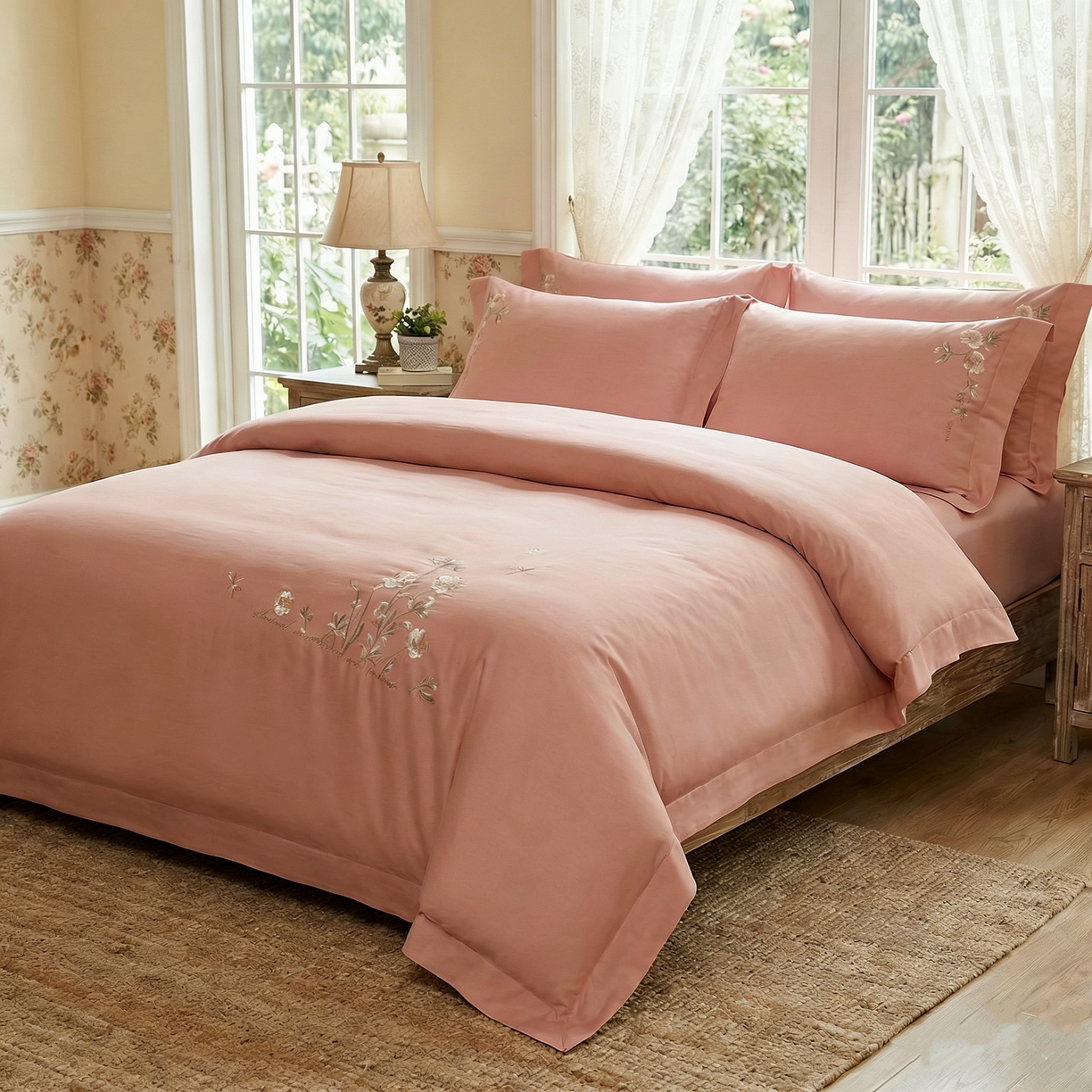 91家纺网 家纺一手货源 找家纺 （总）U品汇 2026全棉纯棉刺绣花四件套40支长绒棉100%棉礼盒包装