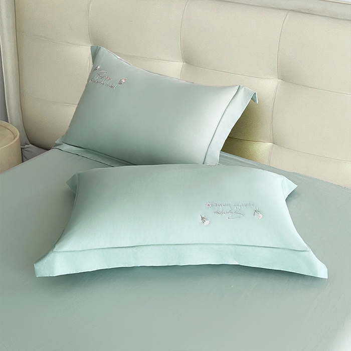 91家纺网 家纺一手货源 找家纺 帛美家纺 2026新款全棉纯棉轻奢绣花四件套 莱雅-浅石兰