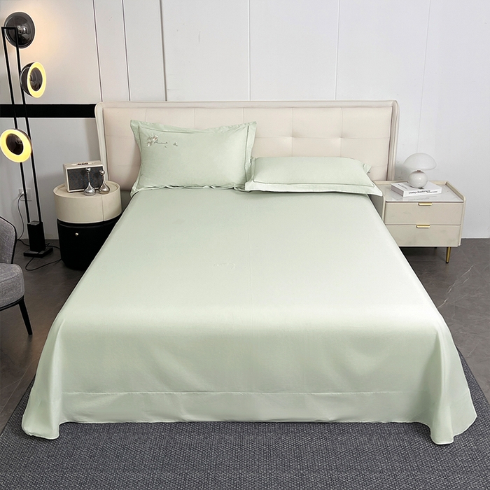 91家纺网 家纺一手货源 找家纺 帛美家纺 2026新款全棉纯棉轻奢绣花四件套 梦娜-嫩芽绿