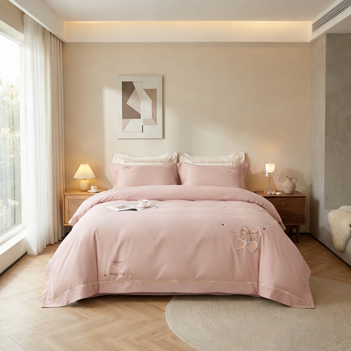 91家纺网 家纺一手货源 找家纺 （总）U品汇 2026全棉纯棉刺绣花四件套40支长绒棉100%棉礼盒包装