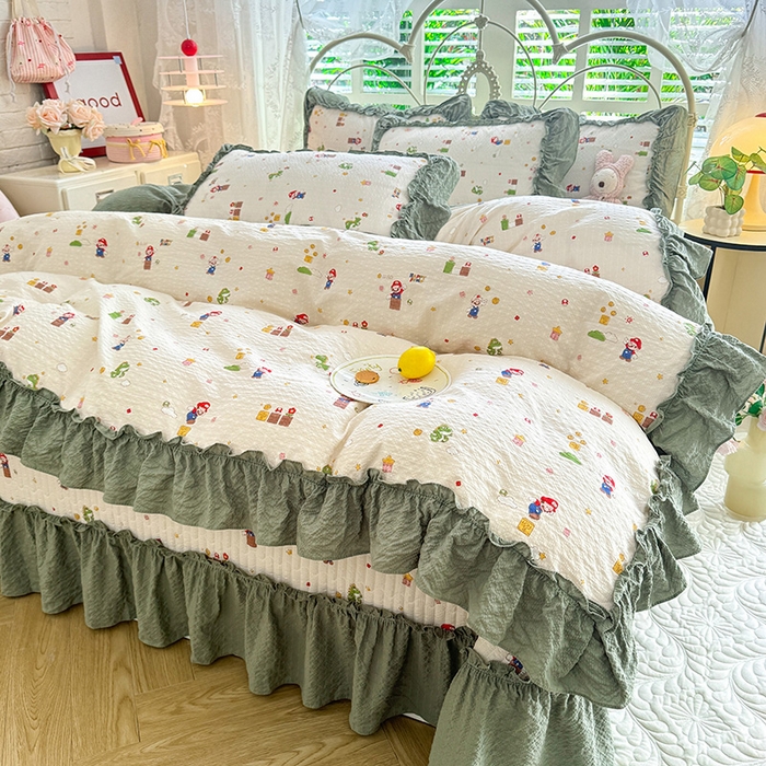 91家纺网 家纺一手货源 找家纺 （总）韩约家纺 2026新款法式大花边泡芙棉床盖款被套四件套