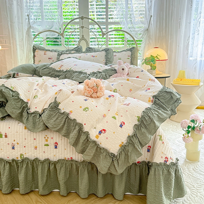 91家纺网 家纺一手货源 找家纺 （总）韩约家纺 2026新款法式大花边泡芙棉床盖款被套四件套