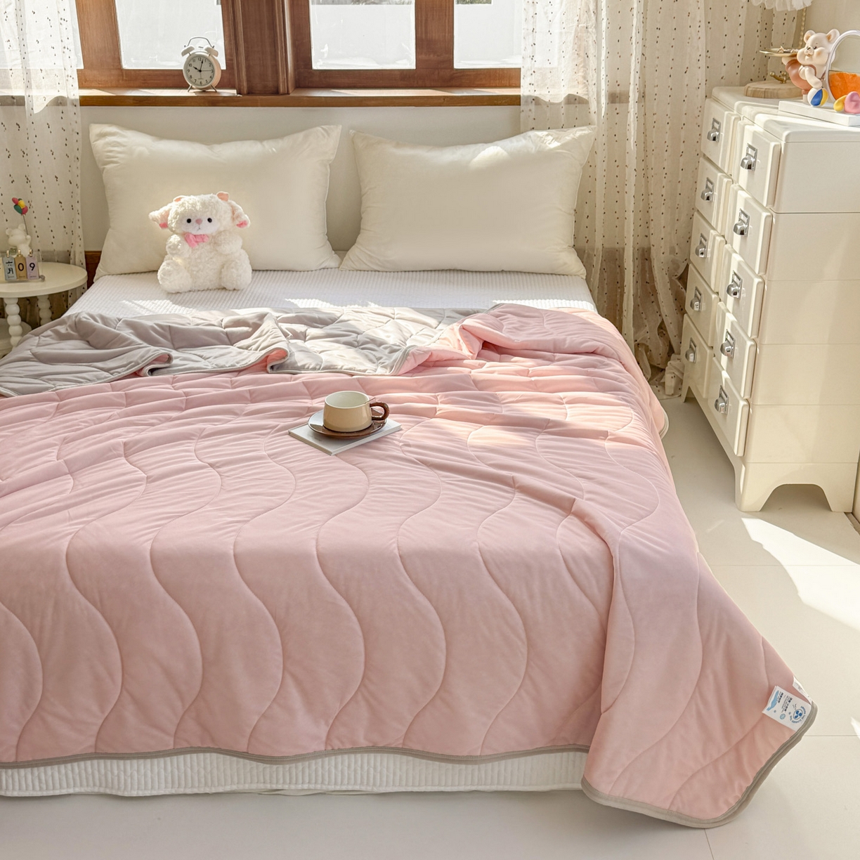 91家纺网 家纺一手货源 找家纺 （总）优雅星家纺 2026春夏新款绗缝冰激凌凉感丝夏被夏凉被空调被