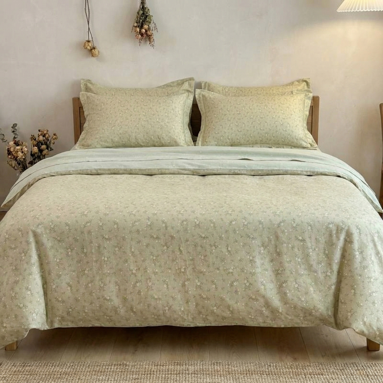 91家纺网 家纺一手货源 找家纺 （总） U品汇  2026新款复古全棉纯棉亚麻棉麻数码印花四件套夏季冰凉爽透气套件（含30%亚麻）