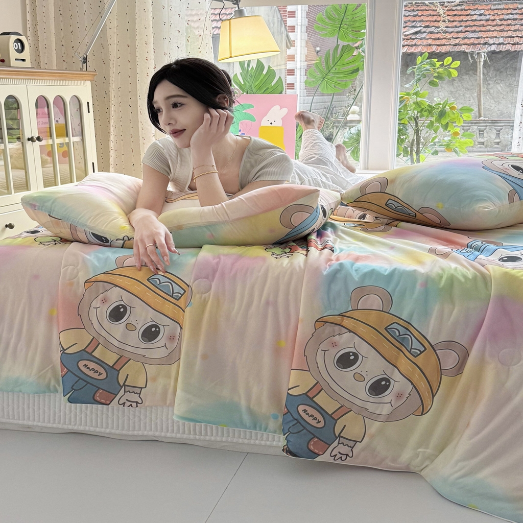 91家纺网 家纺一手货源 找家纺 （总）优雅星家纺 2026新款凉感丝印花大豆纤维夏被空调被夏凉被