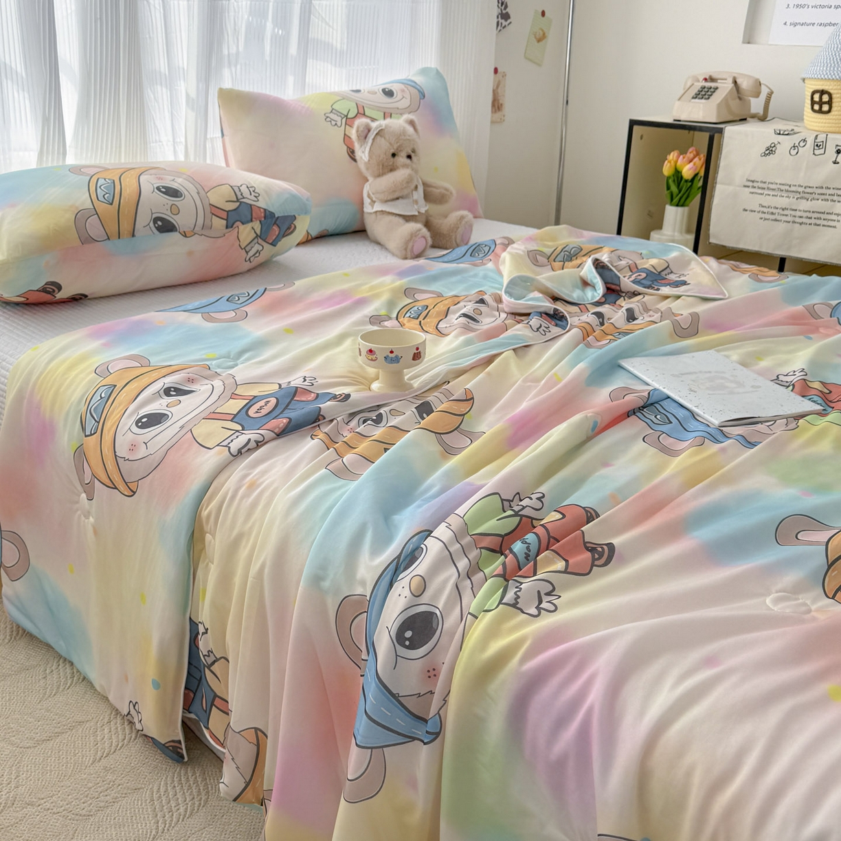 91家纺网 家纺一手货源 找家纺 （总）优雅星家纺 2026新款凉感丝印花大豆纤维夏被空调被夏凉被