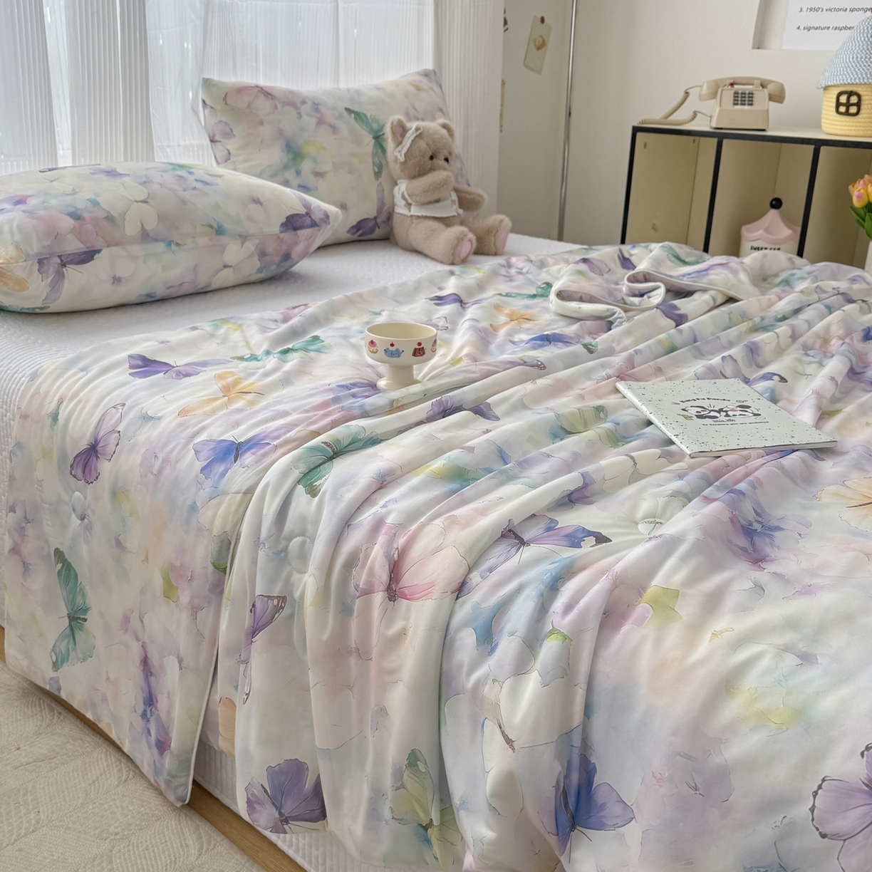 91家纺网 家纺一手货源 找家纺 （总）优雅星家纺 2026新款凉感丝印花大豆纤维夏被空调被夏凉被