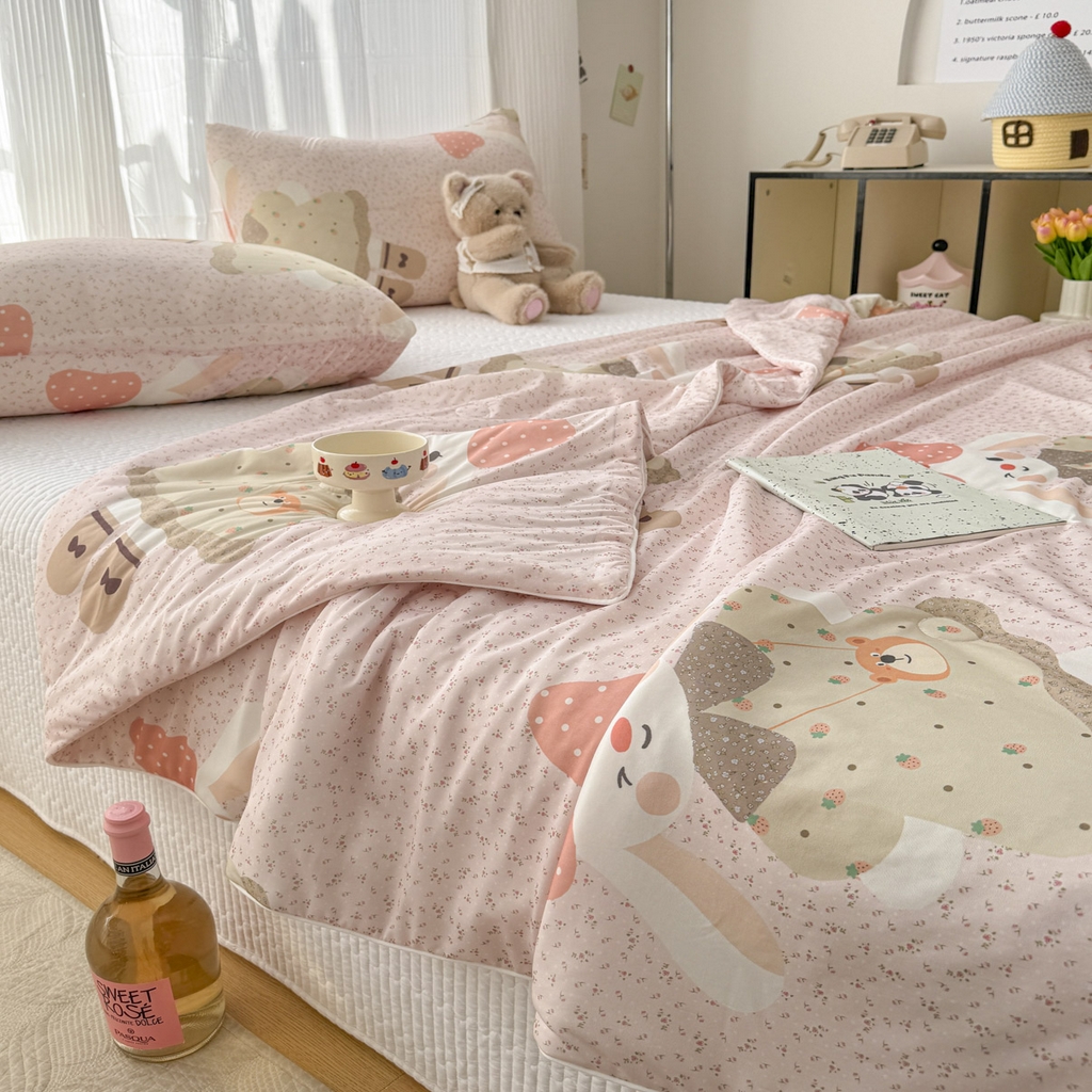 91家纺网 家纺一手货源 找家纺 （总）优雅星家纺 2026新款凉感丝印花大豆纤维夏被空调被夏凉被