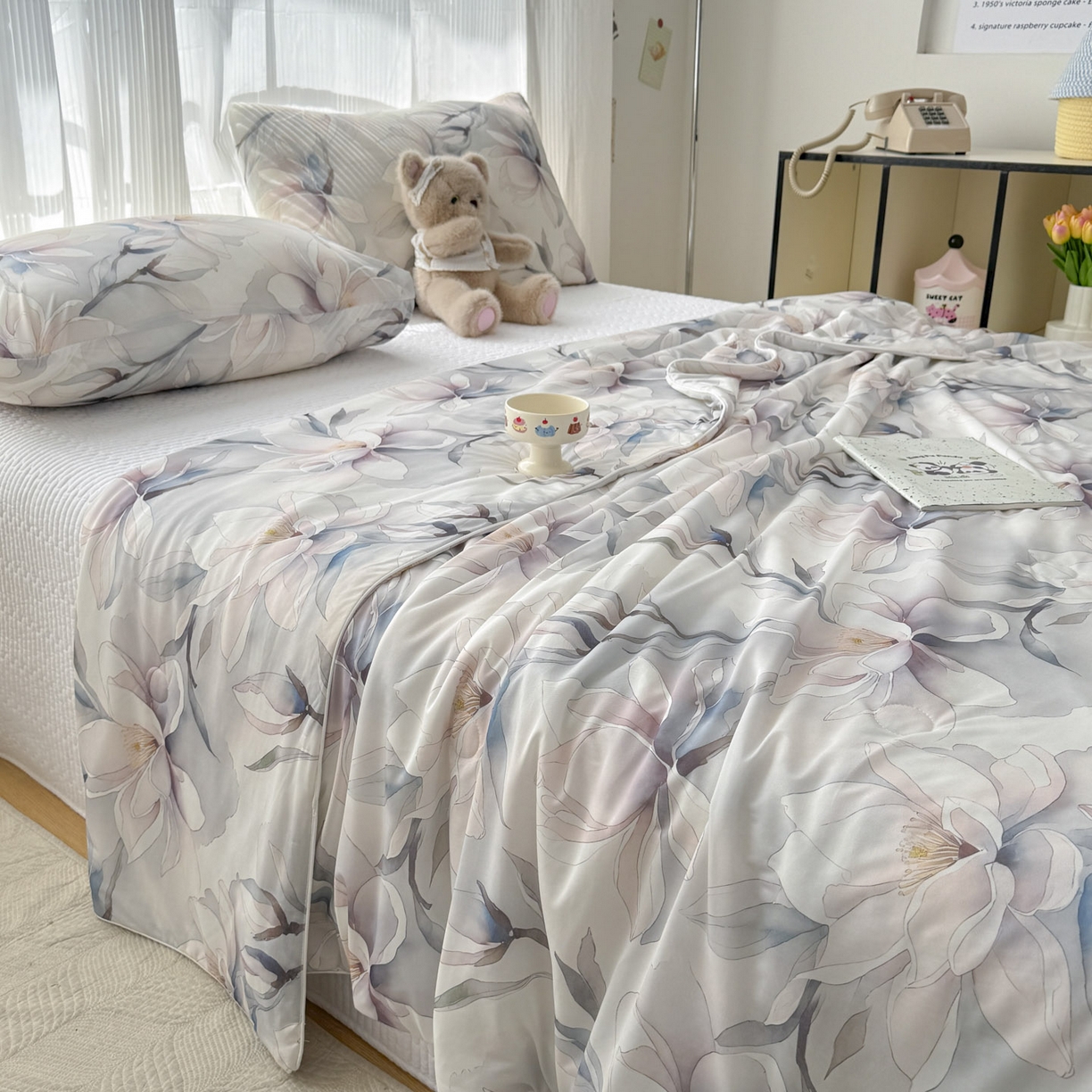 91家纺网 家纺一手货源 找家纺 （总）优雅星家纺 2026新款凉感丝印花大豆纤维夏被空调被夏凉被