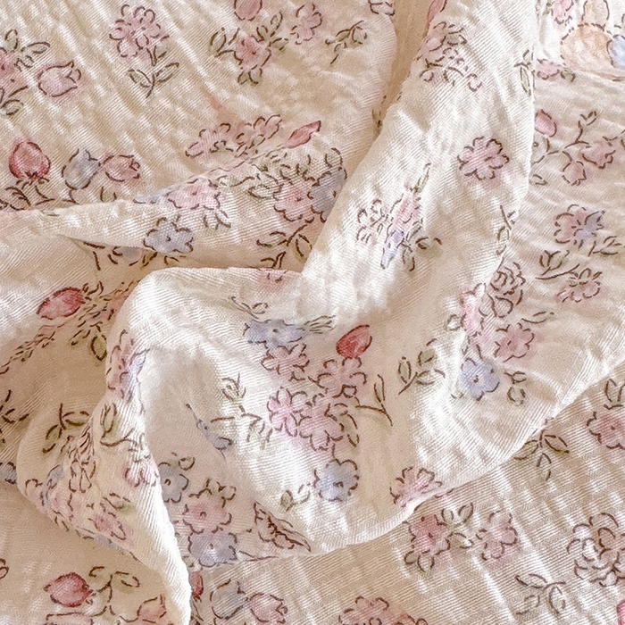 91家纺网 家纺一手货源 找家纺 韩约家纺 2026新款法式大花边泡芙棉床盖款夏被夏凉被空调被四件套 花涧