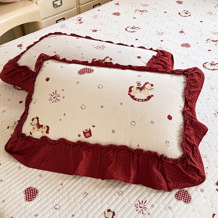 91家纺网 家纺一手货源 找家纺 韩约家纺 2026新款法式大花边泡芙棉床盖款夏被夏凉被空调被四件套 马上鸿运