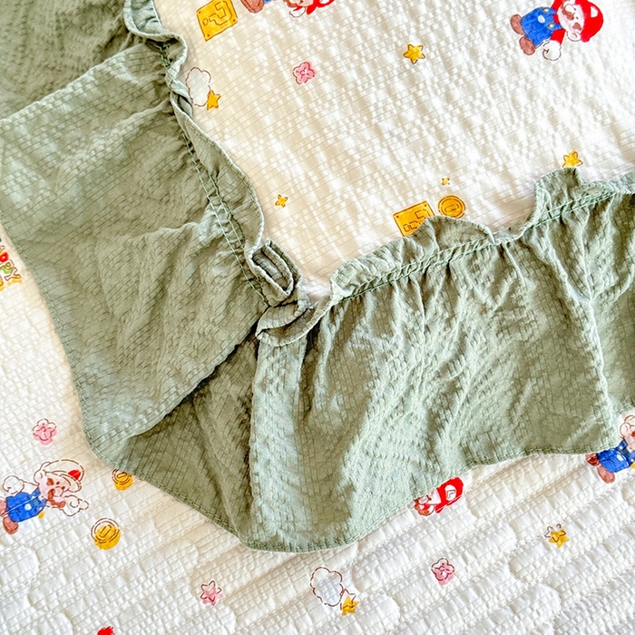 91家纺网 家纺一手货源 找家纺 韩约家纺 2026新款法式大花边泡芙棉床盖款夏被夏凉被空调被四件套 童趣