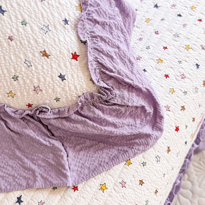 91家纺网 家纺一手货源 找家纺 韩约家纺 2026新款法式大花边泡芙棉床盖款夏被夏凉被空调被四件套 布蕾可可