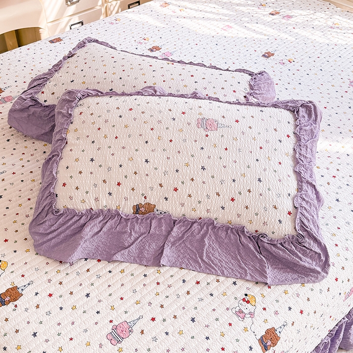 91家纺网 家纺一手货源 找家纺 韩约家纺 2026新款法式大花边泡芙棉床盖款夏被夏凉被空调被四件套 布蕾可可