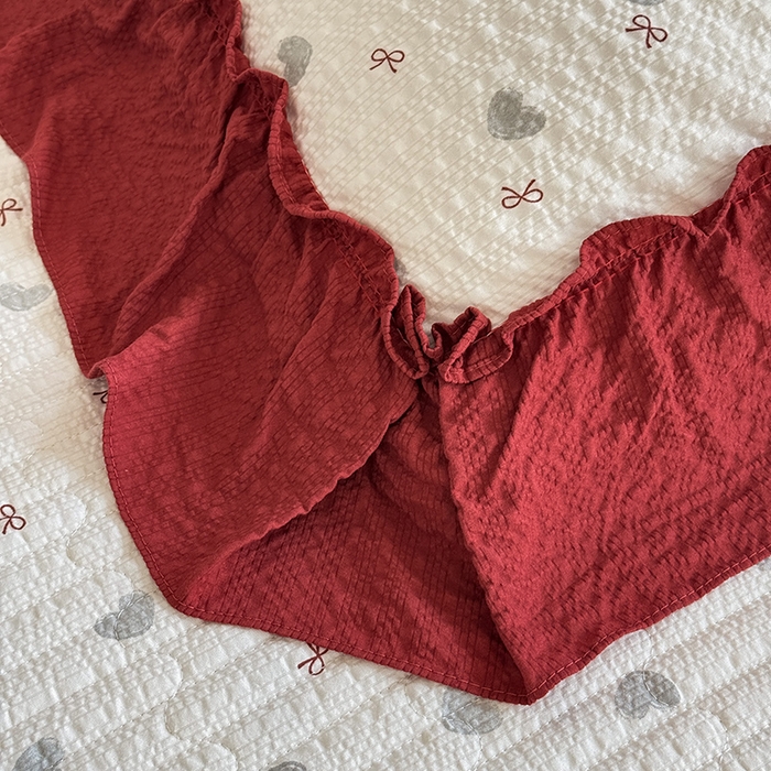 91家纺网 家纺一手货源 找家纺 韩约家纺 2026新款法式大花边泡芙棉床盖款夏被夏凉被空调被四件套 爱心蝴蝶结