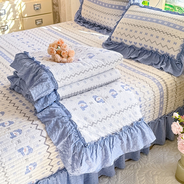 91家纺网 家纺一手货源 找家纺 （总）韩约家纺 2026新款法式大花边泡芙棉床盖款夏被夏凉被空调被四件套