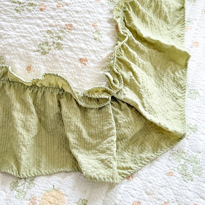 91家纺网 家纺一手货源 找家纺 韩约家纺 2026新款法式大花边泡芙棉床盖款夏被夏凉被空调被四件套 摩卡人生