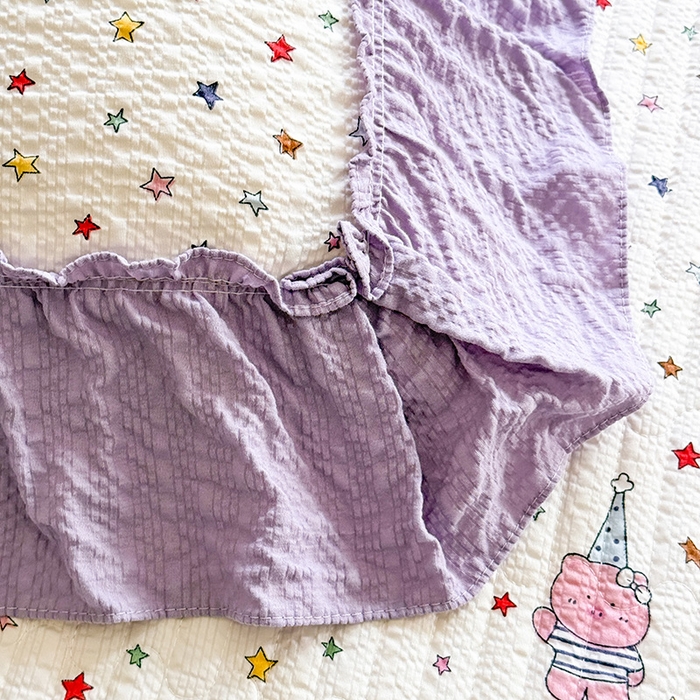 91家纺网 家纺一手货源 找家纺 韩约家纺 2026新款法式大花边泡芙棉床盖款夏被夏凉被空调被四件套 布蕾可可