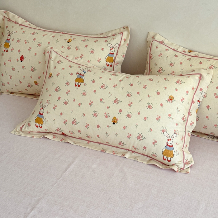 91家纺网 家纺一手货源 找家纺  U品汇  2026新款复古全棉纯棉亚麻棉麻数码印花四件套夏季冰凉爽透气套件（含30%亚麻） 萌宠宝贝