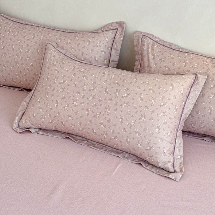 91家纺网 家纺一手货源 找家纺  U品汇  2026新款复古全棉纯棉亚麻棉麻数码印花四件套夏季冰凉爽透气套件（含30%亚麻） 梦境-豆沙