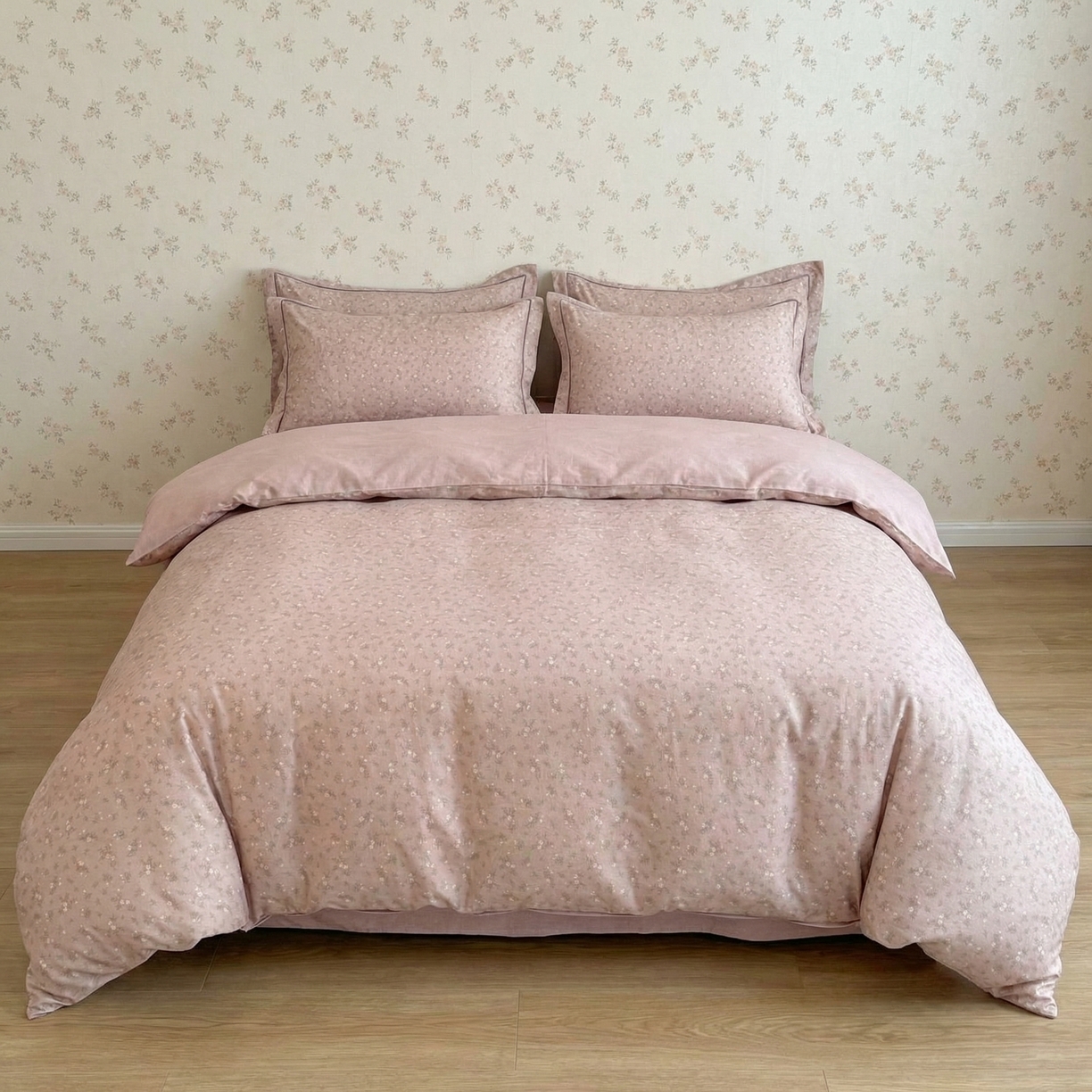  U品汇  2026新款复古全棉纯棉亚麻棉麻数码印花四件套夏季冰凉爽透气套件（含30%亚麻） 梦境-豆沙