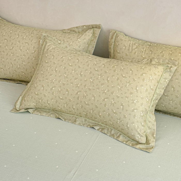 91家纺网 家纺一手货源 找家纺  U品汇  2026新款复古全棉纯棉亚麻棉麻数码印花四件套夏季冰凉爽透气套件（含30%亚麻） 梦境-绿