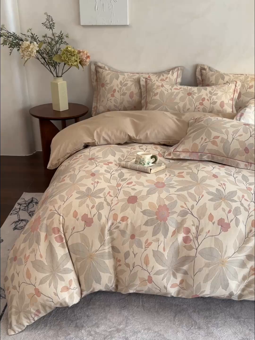 91家纺网 家纺一手货源 找家纺  U品汇  2026新款复古全棉纯棉亚麻棉麻数码印花四件套夏季冰凉爽透气套件（含30%亚麻） 美漾记忆