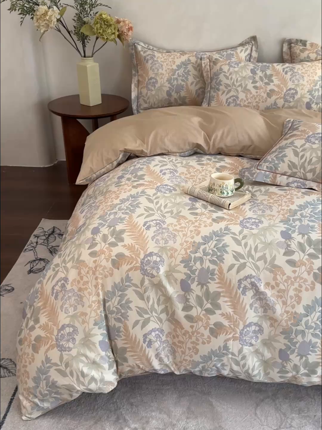 91家纺网 家纺一手货源 找家纺  U品汇  2026新款复古全棉纯棉亚麻棉麻数码印花四件套夏季冰凉爽透气套件（含30%亚麻） 夏威夷