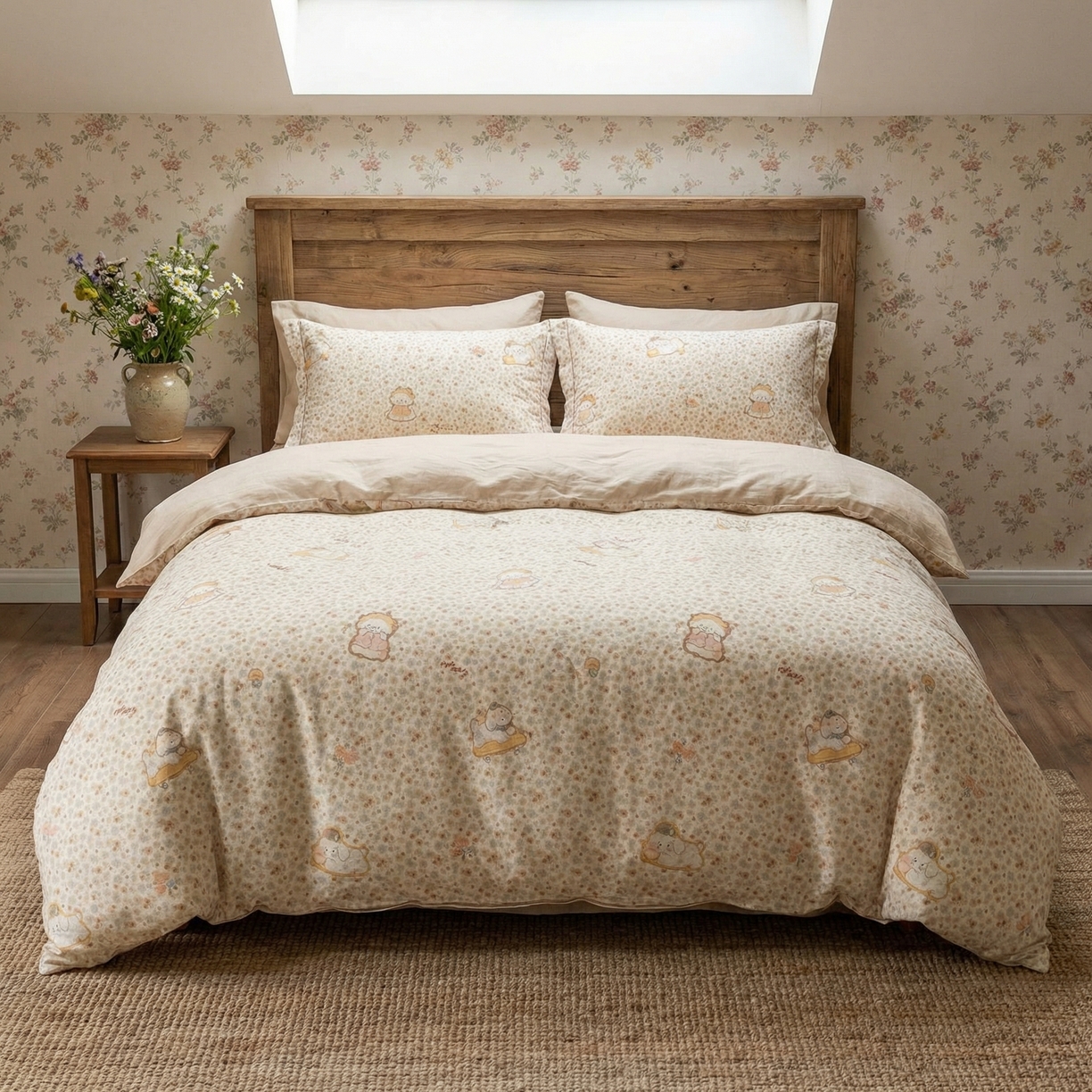 91家纺网 家纺一手货源 找家纺 U品汇（全棉磨毛源头厂家） 2024春夏新品60s支贡缎长绒棉刺绣花四件套纯棉全棉100%纯色简约轻奢 缪斯女神 -米咖色