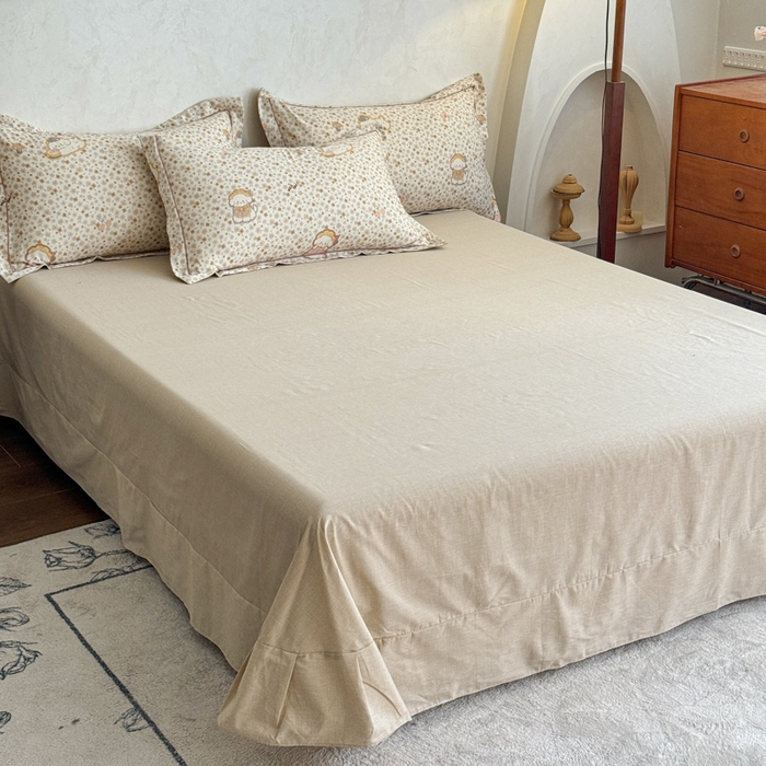 91家纺网 家纺一手货源 找家纺 （总） U品汇  2026新款复古全棉纯棉亚麻棉麻数码印花四件套夏季冰凉爽透气套件（含30%亚麻）