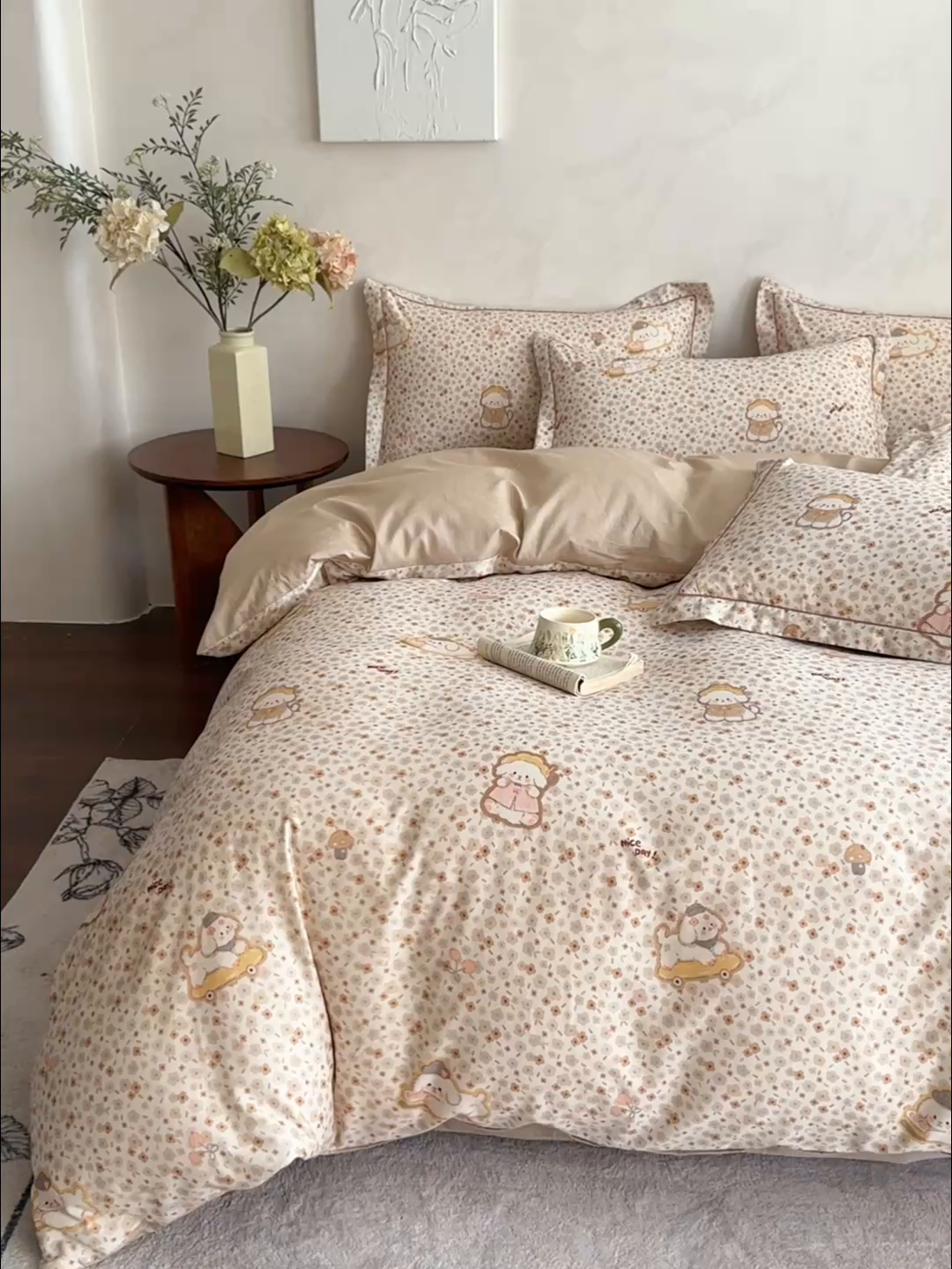 91家纺网 家纺一手货源 找家纺 （总） U品汇  2026新款复古全棉纯棉亚麻棉麻数码印花四件套夏季冰凉爽透气套件（含30%亚麻）