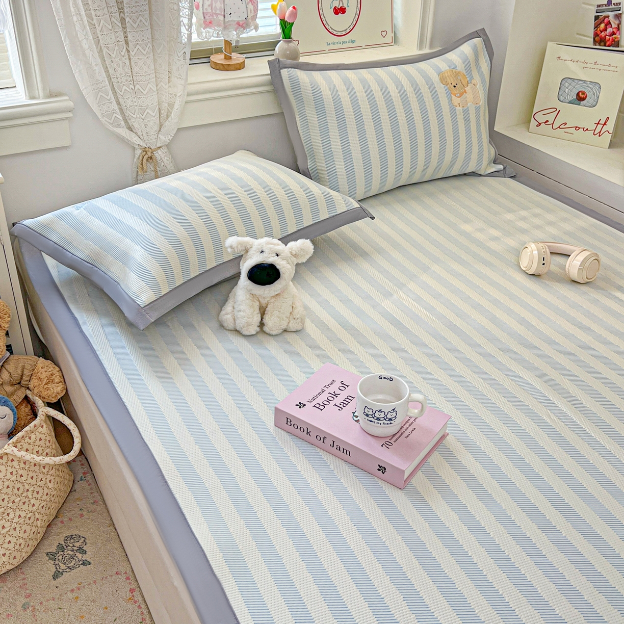 91家纺网 家纺一手货源 找家纺 川悦生活 2026新款凉感提花绣花豆豆席 宠物乐咖