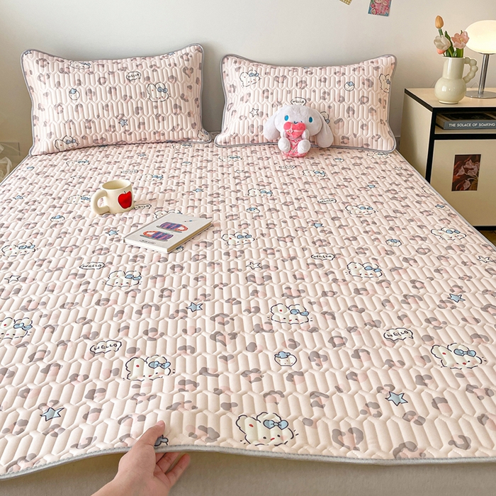 91家纺网 家纺一手货源 找家纺 （总）沐慕 2026新款小清新凉感丝乳胶凉席三件套