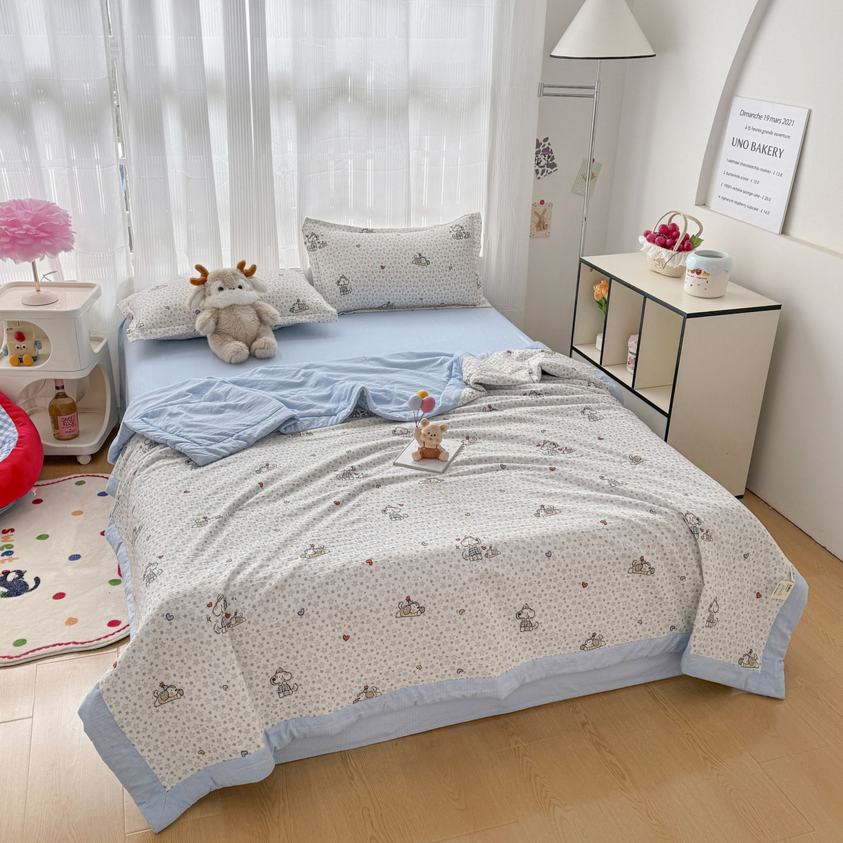 91家纺网 家纺一手货源 找家纺 （总）优雅星家纺 2026新款A泡芙双层纱大豆夏被夏凉被空调被夏被四件套