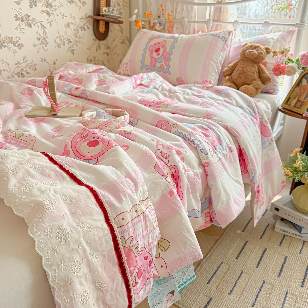 91家纺网 家纺一手货源 找家纺 （总）子钦家纺 2026春夏新款云朵棉水洗棉双层纱法式花边夏被夏凉被空调被