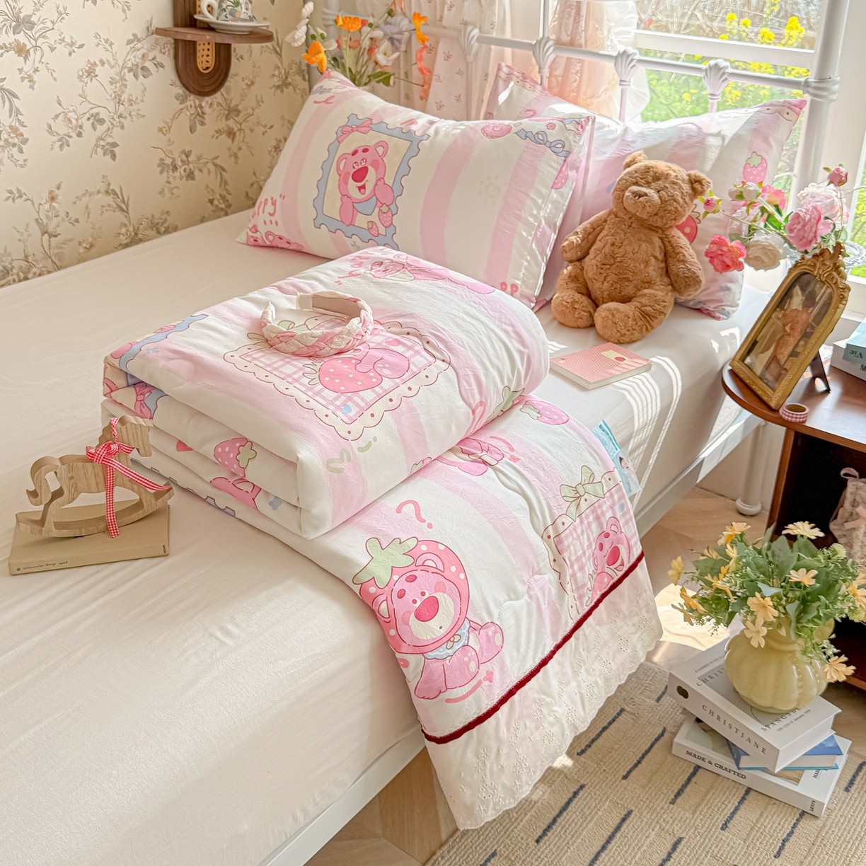 91家纺网 家纺一手货源 找家纺 （总）子钦家纺 2026春夏新款云朵棉水洗棉双层纱法式花边夏被夏凉被空调被