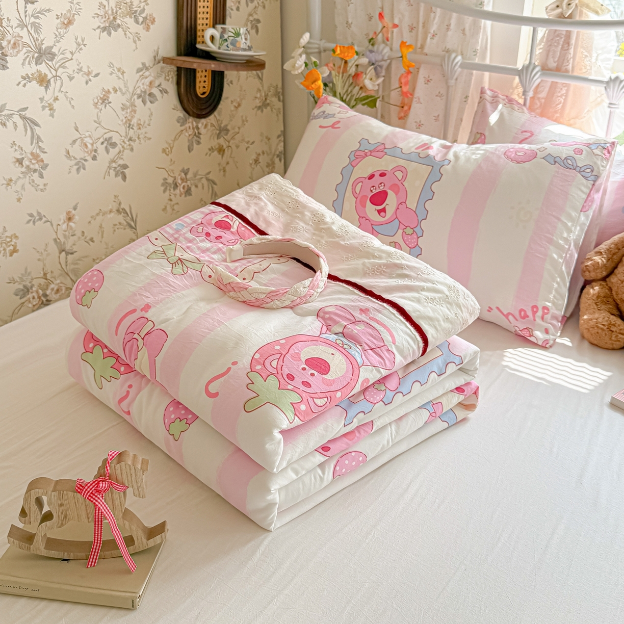 91家纺网 家纺一手货源 找家纺 （总）子钦家纺 2026春夏新款云朵棉水洗棉双层纱法式花边夏被夏凉被空调被