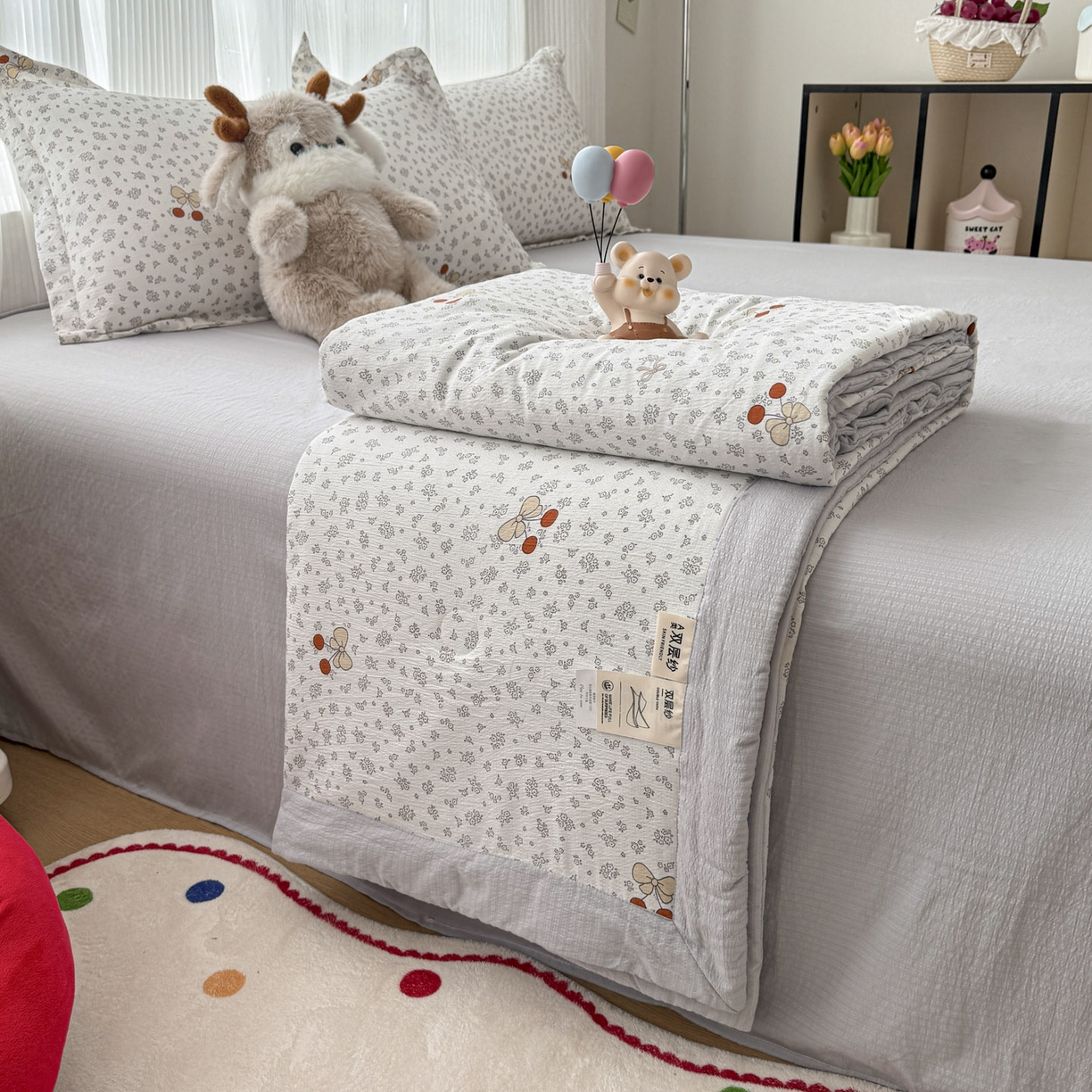 91家纺网 家纺一手货源 找家纺 （总）优雅星家纺 2026新款A泡芙双层纱大豆夏被夏凉被空调被夏被四件套