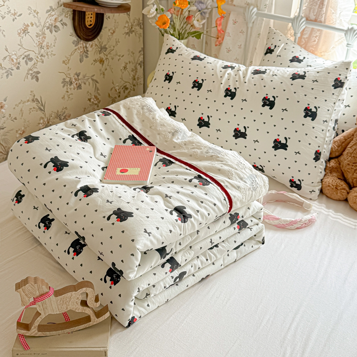 91家纺网 家纺一手货源 找家纺 （总）子钦家纺 2026春夏新款云朵棉水洗棉双层纱法式花边夏被夏凉被空调被