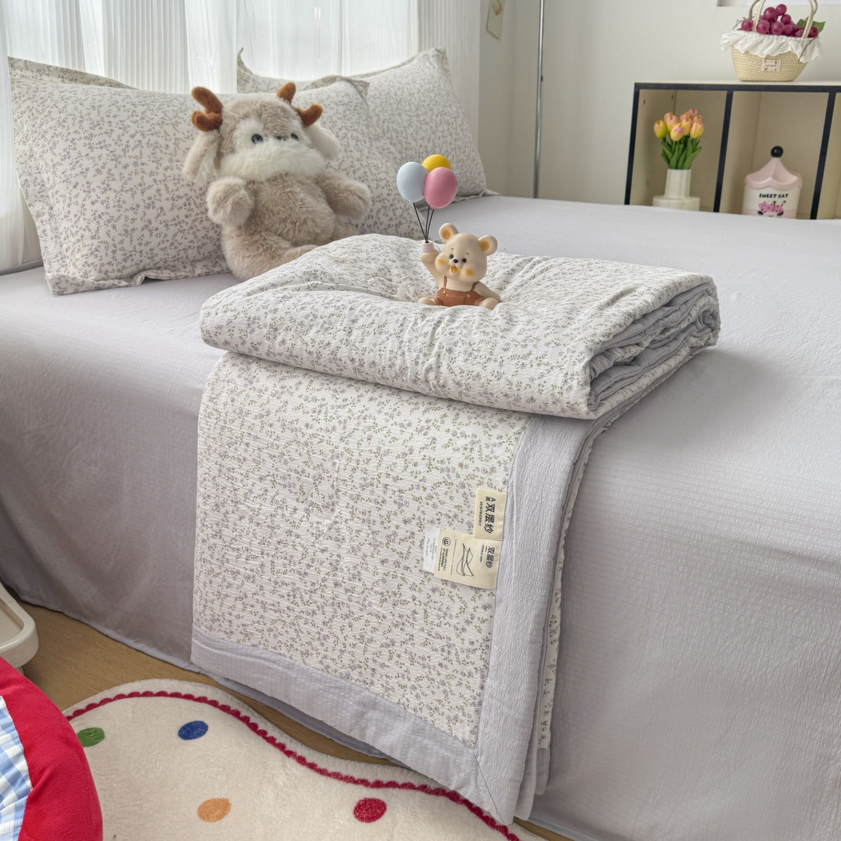 91家纺网 家纺一手货源 找家纺 （总）优雅星家纺 2026新款A泡芙双层纱大豆夏被夏凉被空调被夏被四件套