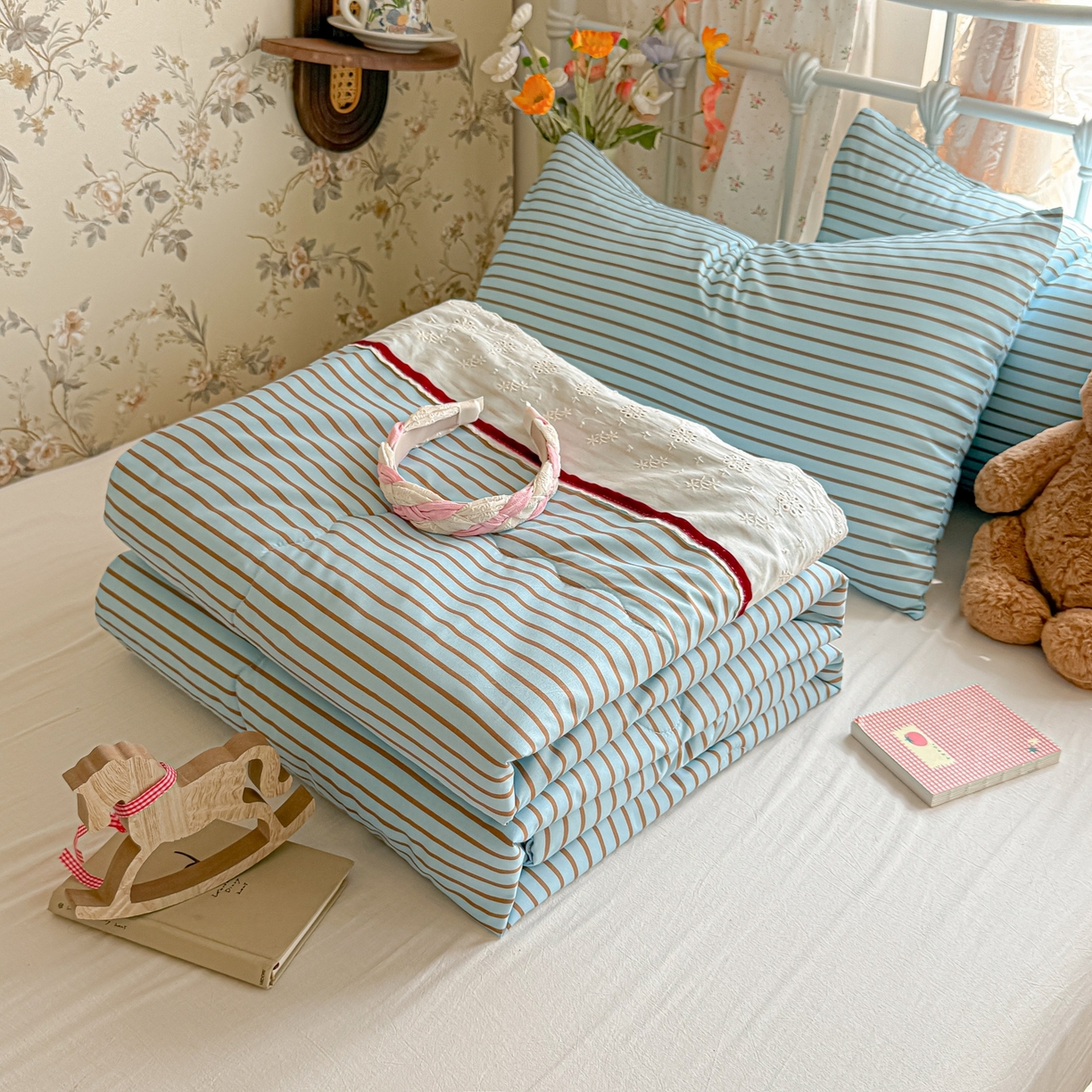 91家纺网 家纺一手货源 找家纺 （总）子钦家纺 2026春夏新款云朵棉水洗棉双层纱法式花边夏被夏凉被空调被