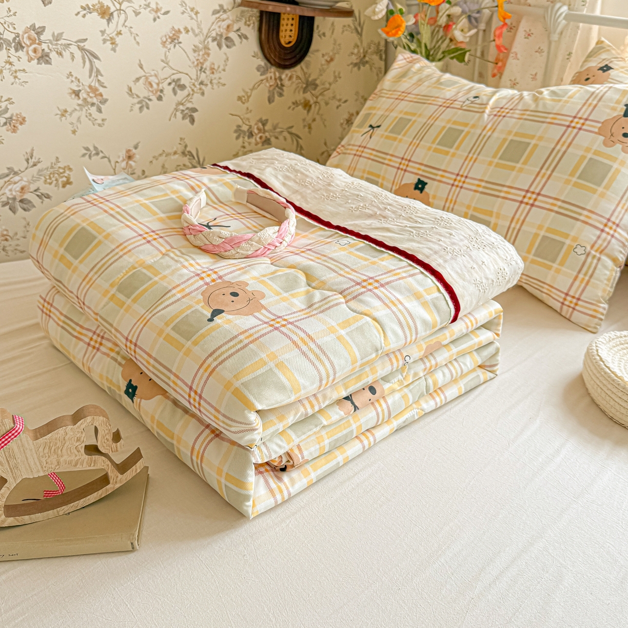 91家纺网 家纺一手货源 找家纺 （总）子钦家纺 2026春夏新款云朵棉水洗棉双层纱法式花边夏被夏凉被空调被