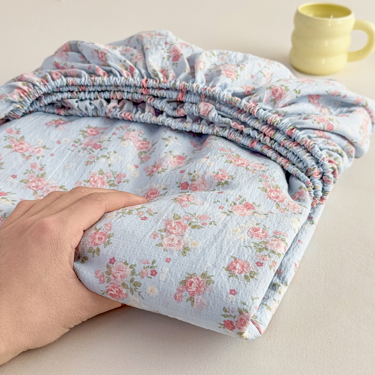 91家纺网 家纺一手货源 找家纺 （总）优雅星家纺 2026春夏新款a类泡芙双层纱床笠印花卡通全包围床垫保护套单床笠 床笠单件